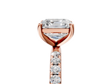 Rose gold Asscher Cut Diamond Pavé Band Solitaire with Four-Prong Setting_8