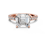 Rose gold Asscher Cut Diamond Pavé Band with Four-Prong Setting_24