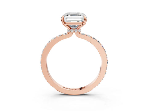 Rose gold Asscher Cut Diamond Pavé Engagement Ring with Round with Moissanite side stone Accents and Prong Setting_3