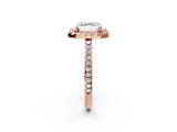 Rose gold Asscher Cut Diamond Pavé Halo Ring with Four-Prong Setting_43