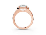 Rose gold Asscher Cut Diamond Pavé Halo Ring with Four-Prong Setting_44