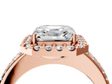 Rose gold Asscher Cut Diamond Pavé Halo Ring with Four-Prong Setting_45