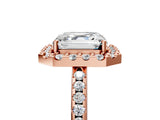 Rose gold Asscher Cut Diamond Pavé Halo Ring with Four-Prong Setting_46