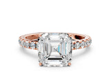 Rose gold Asscher Cut Diamond Pavé Solitaire Engagement Ring with Four-Prong Setting_40
