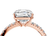 Rose gold Asscher Cut Diamond Pavé Solitaire Engagement Ring with Four-Prong Setting_44