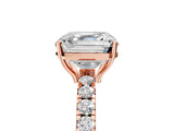 Rose gold Asscher Cut Diamond Pavé Solitaire Engagement Ring with Four-Prong Setting_45