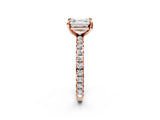 Rose gold Asscher Cut Diamond Pavé Solitaire Ring with Round Band and Prong Setting_14