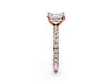 Rose gold Asscher Cut Diamond Pavé Solitaire Ring with Round Band and Prong Setting_26