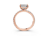 Rose gold Asscher Cut Diamond Pavé Solitaire Ring with Round Band and Prong Setting_27