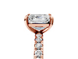Rose gold Asscher Cut Diamond Pavé Solitaire Ring with Round Band and Prong Setting_29