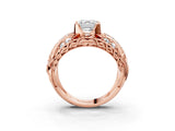 Rose gold Asscher Cut Diamond Pave Art Deco Split Shank Ring with Four-Prong Setting_16