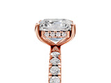 Rose gold Asscher Cut Diamond Pave Band Solitaire Ring with Round with Moissanite side stone and Prong Setting_17