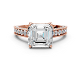Rose gold Asscher Cut Diamond Pave Band with Four-Prong Setting_40