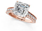 Rose gold Asscher Cut Diamond Pave Band with Four-Prong Setting_41