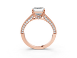 Rose gold Asscher Cut Diamond Pave Band with Four-Prong Setting_43