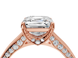 Rose gold Asscher Cut Diamond Pave Band with Four-Prong Setting_44