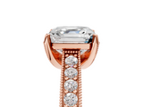 Rose gold Asscher Cut Diamond Pave Band with Four-Prong Setting_45