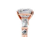 Rose gold Asscher Cut Diamond Ring with Baguette Side Stones, Channel Set Band, and Four-Prong Setting_29