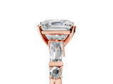 Rose gold Asscher Cut Diamond Ring with Baguette Side Stones, Channel Set Band, and Four-Prong Setting_36