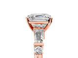 Rose gold Asscher Cut Diamond Ring with Baguette Side Stones, Channel Set Band, and Four-Prong Setting_47