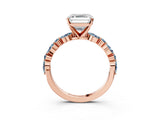 Rose gold Asscher Cut Diamond Ring with Marquise and Round with Aquamarine side stone Side Stones and Four-Prong Setting_15