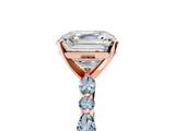 Rose gold Asscher Cut Diamond Ring with Marquise and Round with Aquamarine side stone Side Stones and Four-Prong Setting_17
