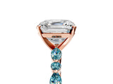 Rose gold Asscher Cut Diamond Ring with Marquise and Round with Blue Topaz side stone Side Stones and Four-Prong Setting_29