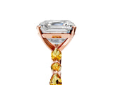 Rose gold Asscher Cut Diamond Ring with Marquise and Round with Citrine side stone Side Stones and Four-Prong Setting_17
