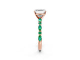 Rose gold Asscher Cut Diamond Ring with Marquise and Round with Emerald side stone Side Stones and Four-Prong Setting_50