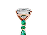 Rose gold Asscher Cut Diamond Ring with Marquise and Round with Emerald side stone Side Stones and Four-Prong Setting_53