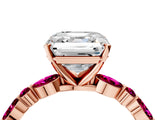 Rose gold Asscher Cut Diamond Ring with Marquise and Round with Garnet side stone Side Stones and Four-Prong Setting_28