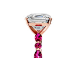Rose gold Asscher Cut Diamond Ring with Marquise and Round with Garnet side stone Side Stones and Four-Prong Setting_29