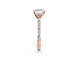 Rose gold Asscher Cut Diamond Ring with Marquise and Round with Moissanite side stone Side Stones and Four-Prong Setting_50
