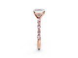 Rose gold Asscher Cut Diamond Ring with Marquise and Round with Morganite side stone Side Stones and Four-Prong Setting_26