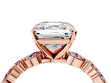 Rose gold Asscher Cut Diamond Ring with Marquise and Round with Morganite side stone Side Stones and Four-Prong Setting_28