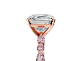 Rose gold Asscher Cut Diamond Ring with Marquise and Round with Morganite side stone Side Stones and Four-Prong Setting_29