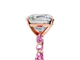 Rose gold Asscher Cut Diamond Ring with Marquise and Round with Pink Sapphire side stone Side Stones and Four-Prong Setting_17
