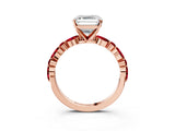 Rose gold Asscher Cut Diamond Ring with Marquise and Round with Ruby side stone Side Stones and Four-Prong Setting_39