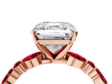 Rose gold Asscher Cut Diamond Ring with Marquise and Round with Ruby side stone Side Stones and Four-Prong Setting_40