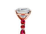 Rose gold Asscher Cut Diamond Ring with Marquise and Round with Ruby side stone Side Stones and Four-Prong Setting_41