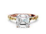 Rose gold Asscher Cut Diamond Ring with Marquise and Round with Yellow Sapphire side stone Side Stones and Four-Prong Setting_24