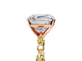 Rose gold Asscher Cut Diamond Ring with Marquise and Round with Yellow Sapphire side stone Side Stones and Four-Prong Setting_29