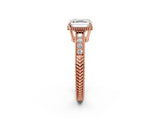 Rose gold Asscher Cut Diamond Ring with Milgrain Pavé Band and Four-Prong Setting_22