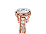 Rose gold Asscher Cut Diamond Ring with Milgrain Pavé Band and Four-Prong Setting_25