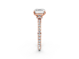 Rose gold Asscher Cut Diamond Ring with Pavé Band and Four-Prong Setting_30