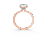 Rose gold Asscher Cut Diamond Ring with Pavé Band and Four-Prong Setting_31