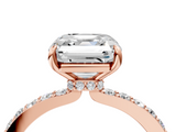 Rose gold Asscher Cut Diamond Ring with Pavé Band and Four-Prong Setting_32