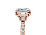 Rose gold Asscher Cut Diamond Ring with Pavé Band and Four-Prong Setting_33