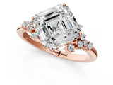 Rose gold Asscher Cut Diamond Ring with Side Stones and Four-Prong Setting_65