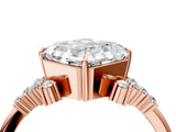 Rose gold Asscher Cut Diamond Ring with Side Stones and Four-Prong Setting_68